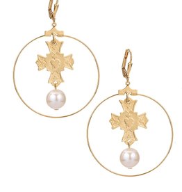 FRENCH KANDE IMMACULATE AND PEARL HOOP EARRINGS