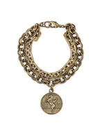FRENCH KANDE BRASS DOUBLE STRAND HONFLEUR AND PROVENCE CHAINS WITH SAUMUR MEDALLION