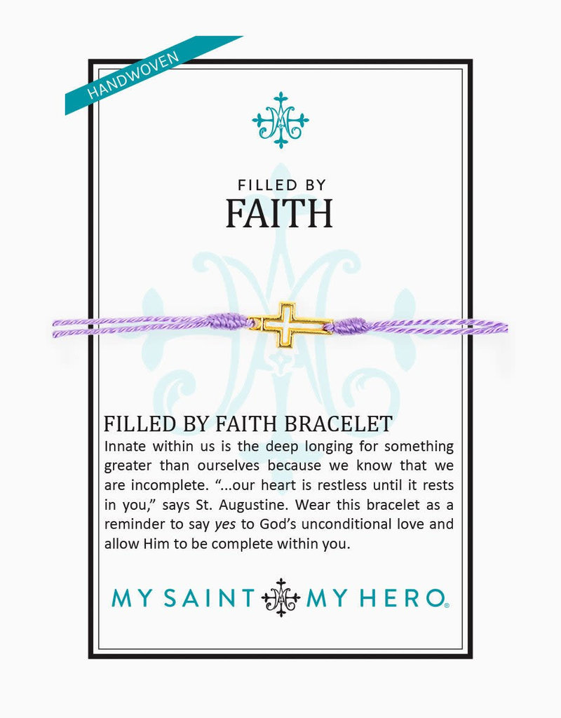 My Saint My Hero Filled By Faith Open Cross Bracelet (Gld/Lavender)