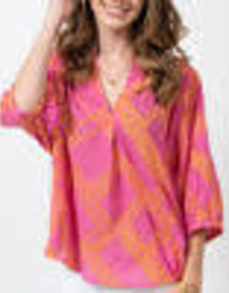 Ivy Jane Embroidered Popover Top (Hot Pink)