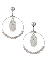FRENCH KANDE Labradorite Cube Hoops w/ Silver Cuvee Pendant