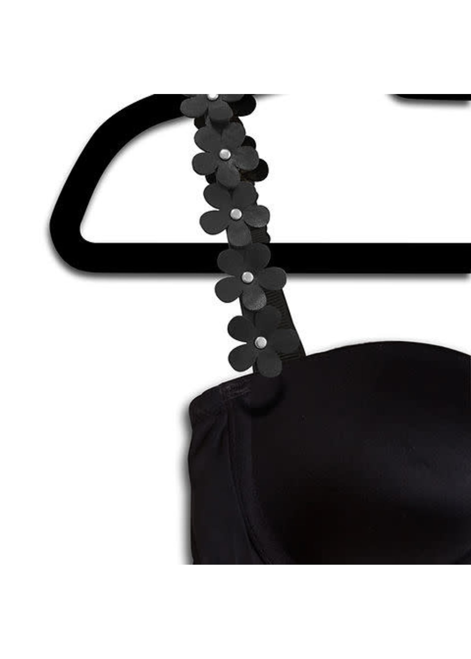 Strap-It Black Bra w/Black Flowers (One Size)