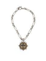 FRENCH KANDE CHABLIS CHAIN WITH REX CROSS STACK MEDALLION