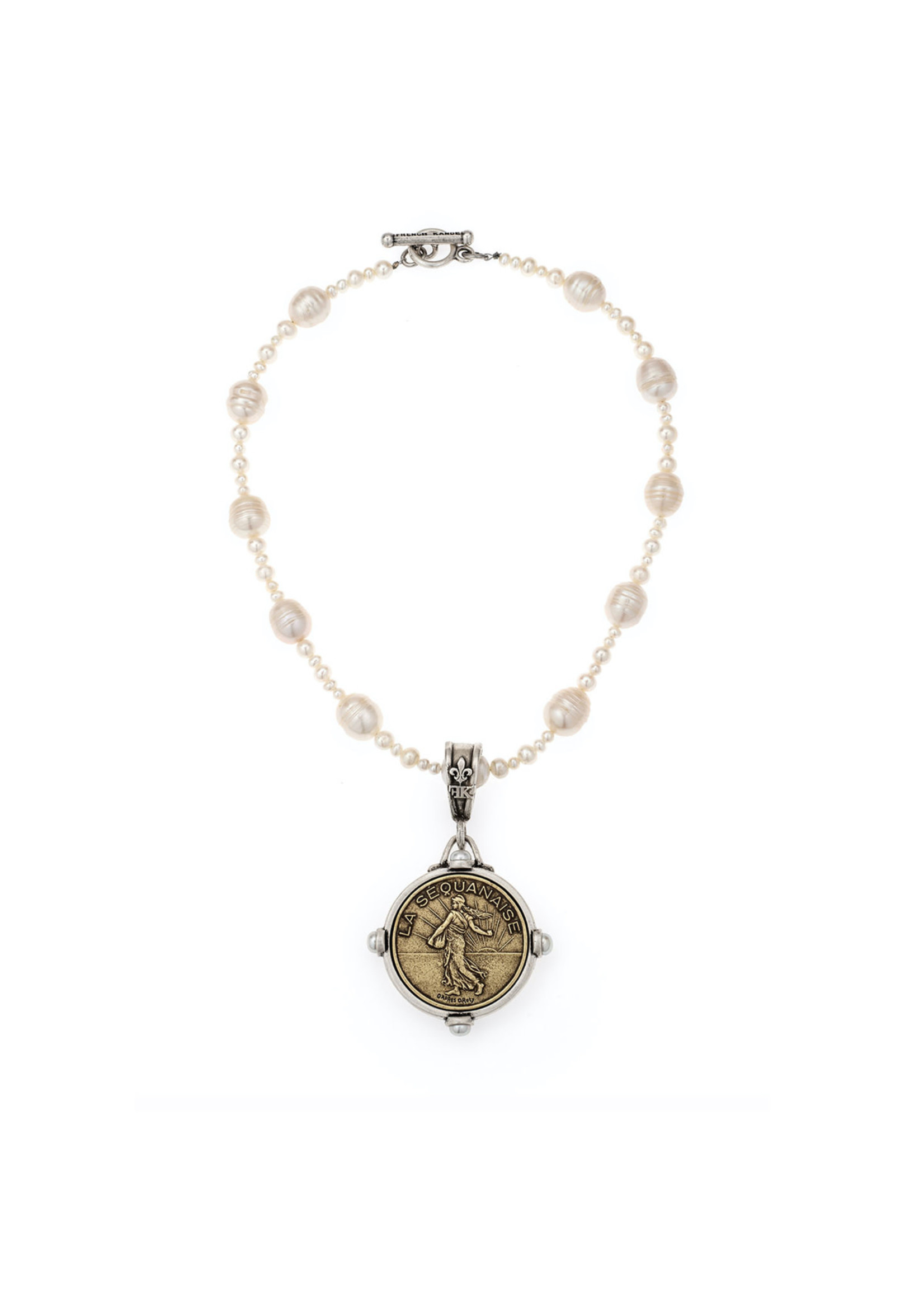 FRENCH KANDE Pearls With Liberty Medallion