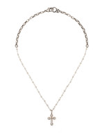 FRENCH KANDE Micro  Pearls and Loire  Micro Cross Necklace