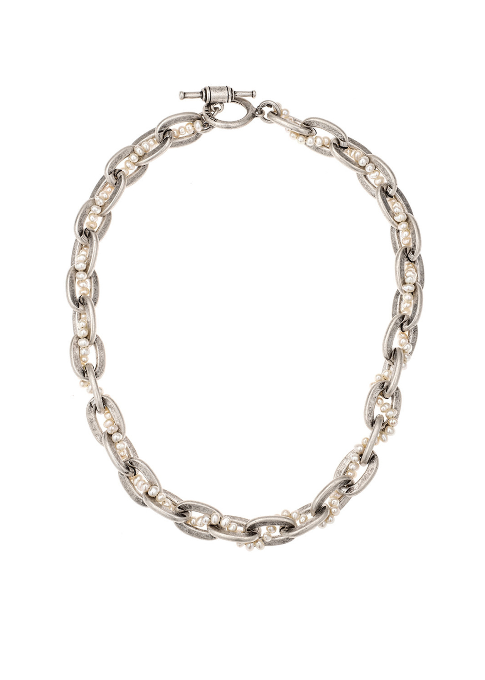FRENCH KANDE 17" Silver Lourdes chain w/Micro Pearls