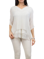 Gigi Moda V-Neck Kaftan Blouse (White)