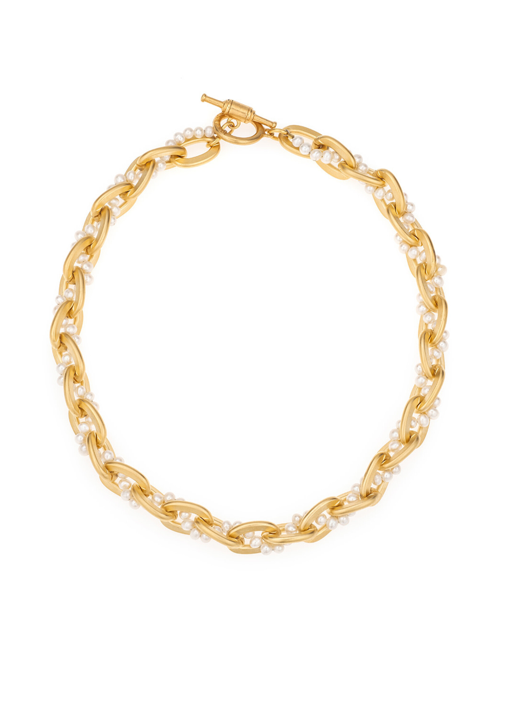 FRENCH KANDE GOLD LOURDES CHAIN WITH WOVEN MICRO PEARLS