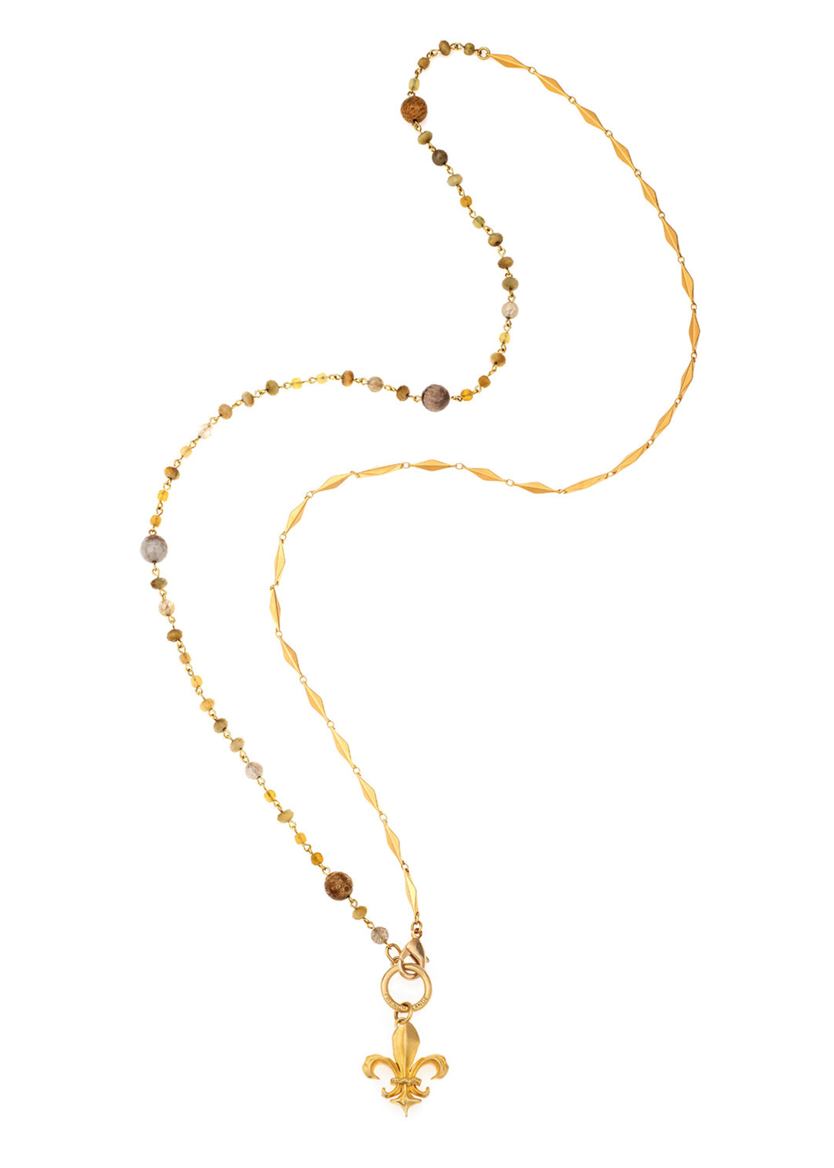 FRENCH KANDE BUTTERSCOTCH MIX WITH DIAMONT CHAIN AND FK FLEUR PENDANT