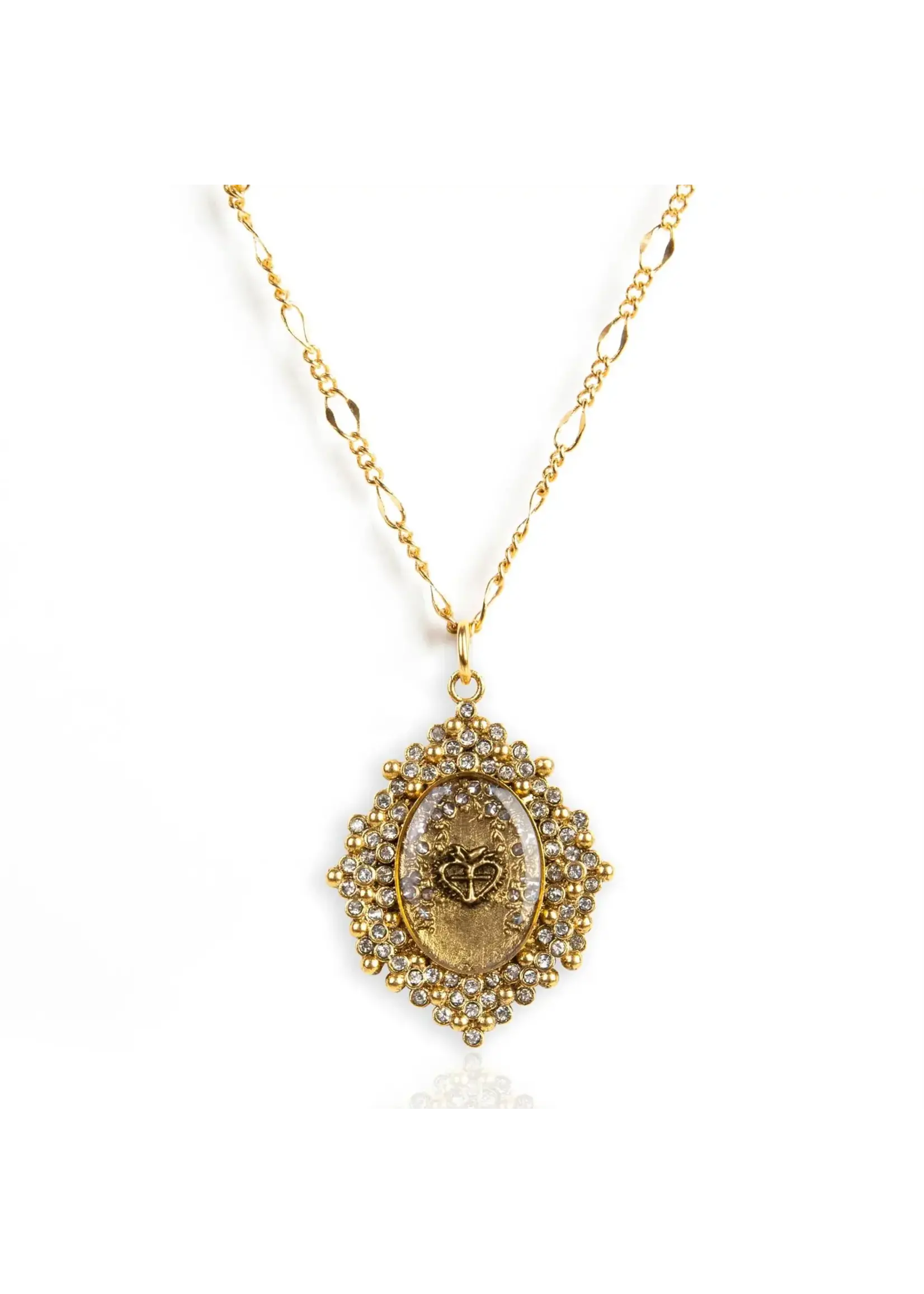 VSA Designs Queen Of Hearts Luxury Charm Necklace Divine Chain 34" (Gold)