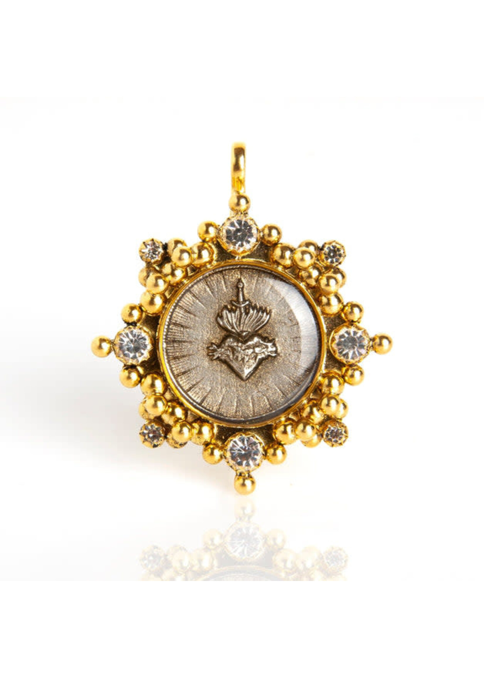 VSA Designs Oval Cloister Sacred Heart Medallion (Gold)