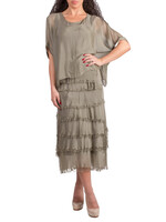 Gigi Moda Maxi Scoop Neck Dress w/ Ruffle Skirt O/S (OLIVE)