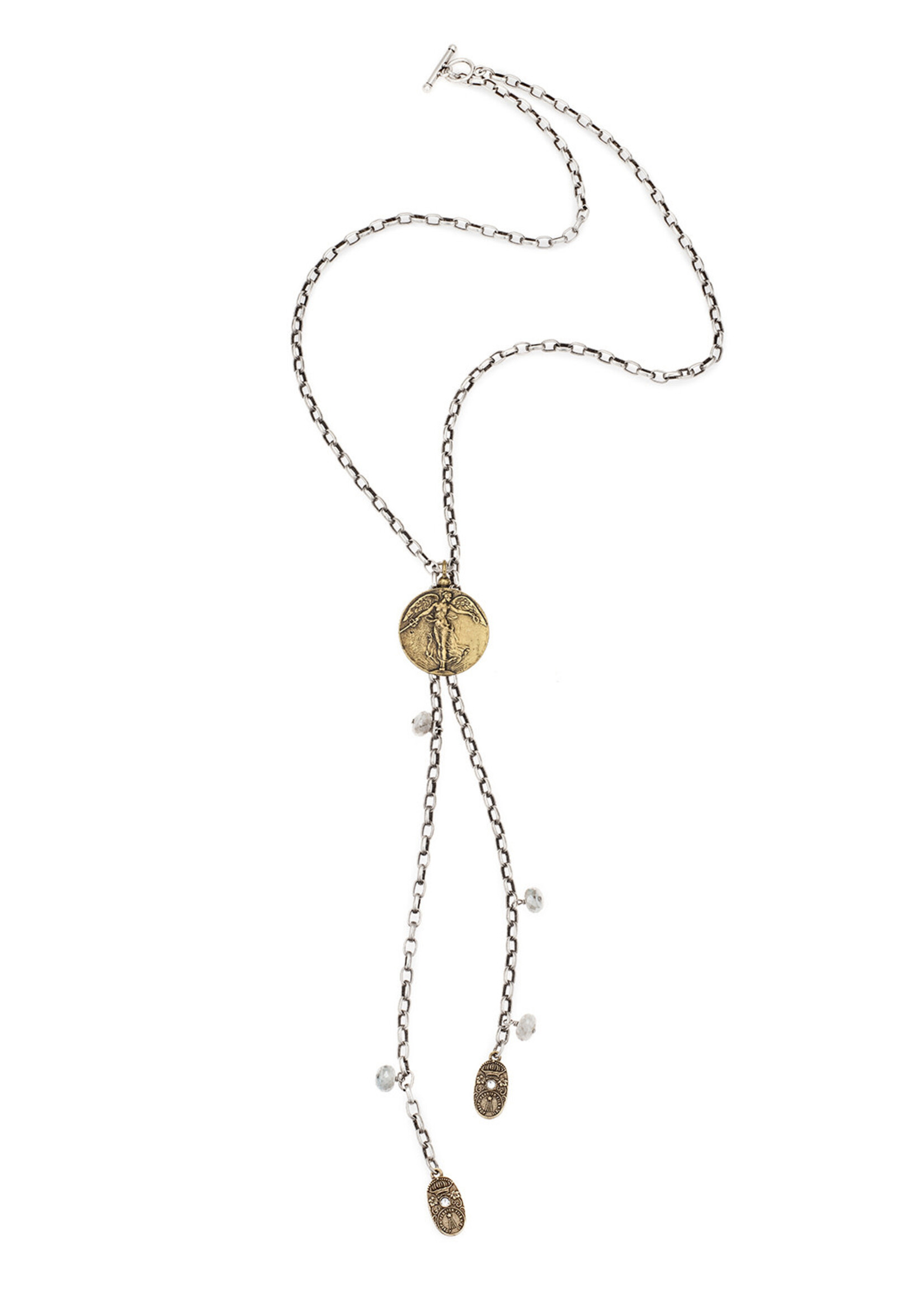 FRENCH KANDE Alsace Chain w/ L'ange Medallion & Silverite Dangles