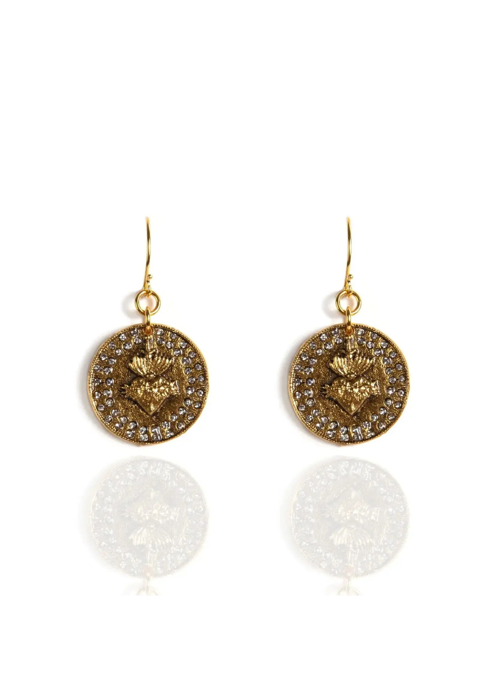 VSA Designs Sacred Heart Relic Earrings (Gold)