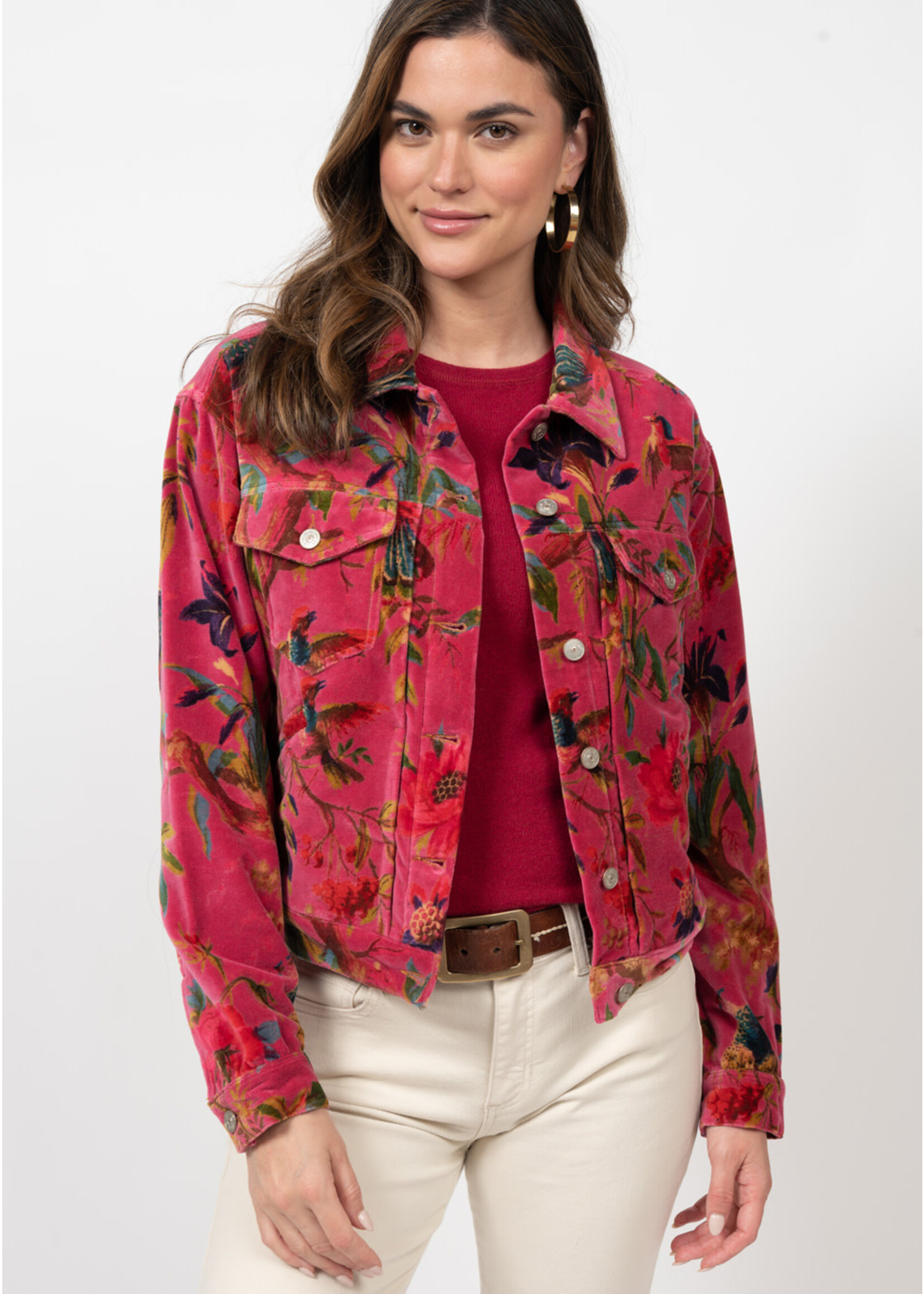 Ivy Jane Bird Print Jacket (Magenta)