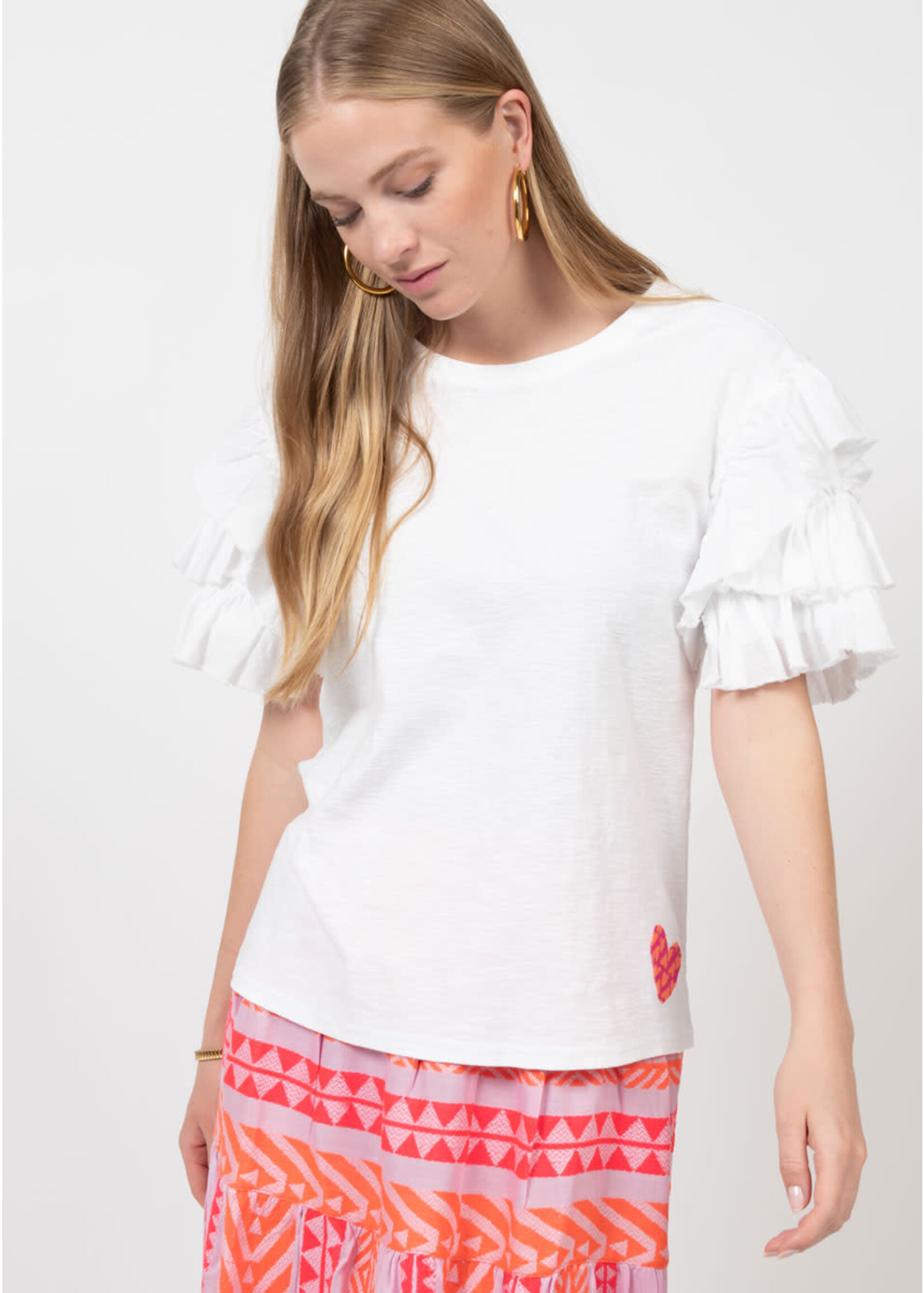 Ivy Jane Ruffled Sleeve Tee (White)