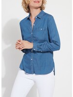 Lysse Drew Stretch Chambray Shirt (Mid Wash)