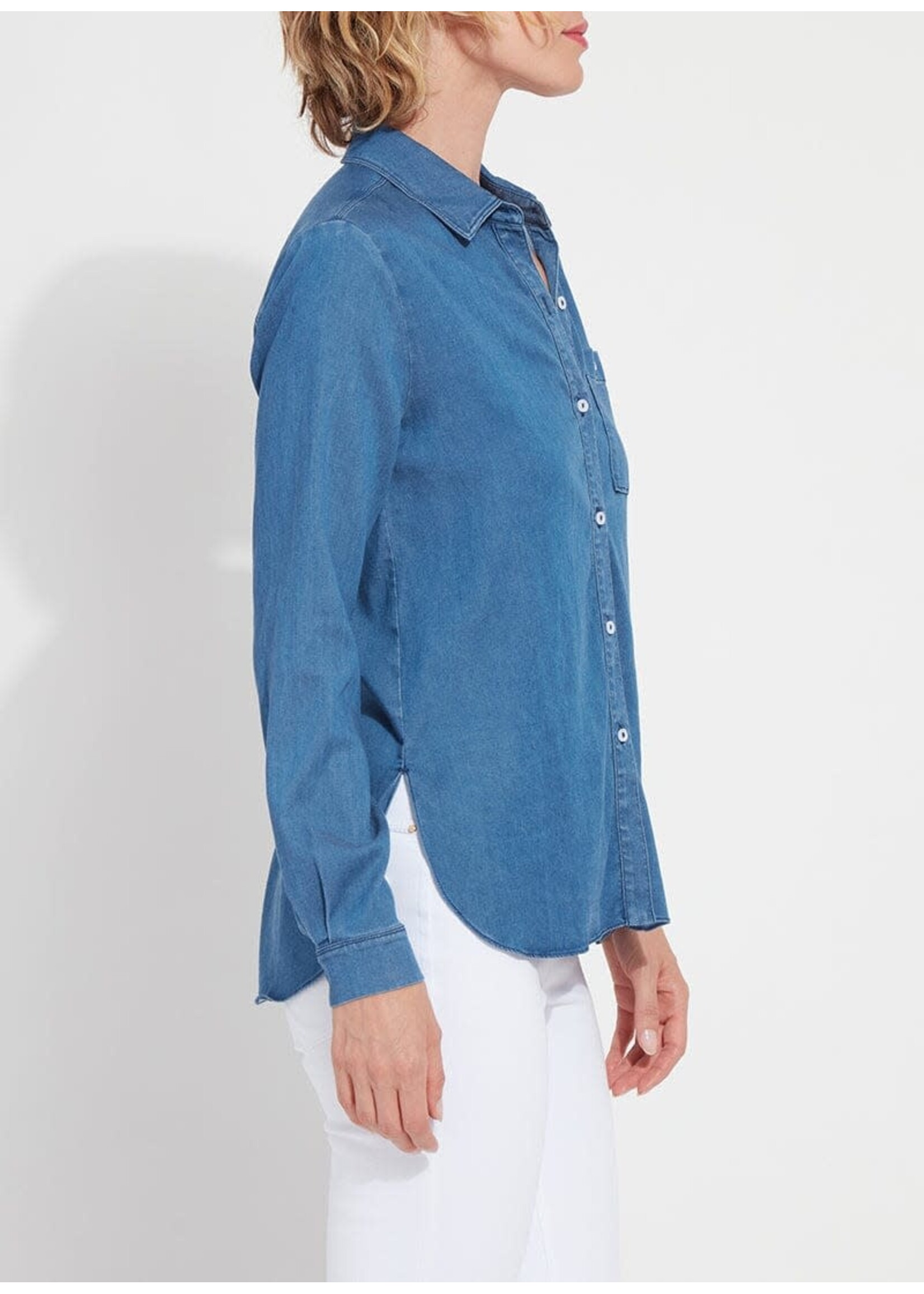 Lysse Drew Stretch Chambray Shirt (Mid Wash)