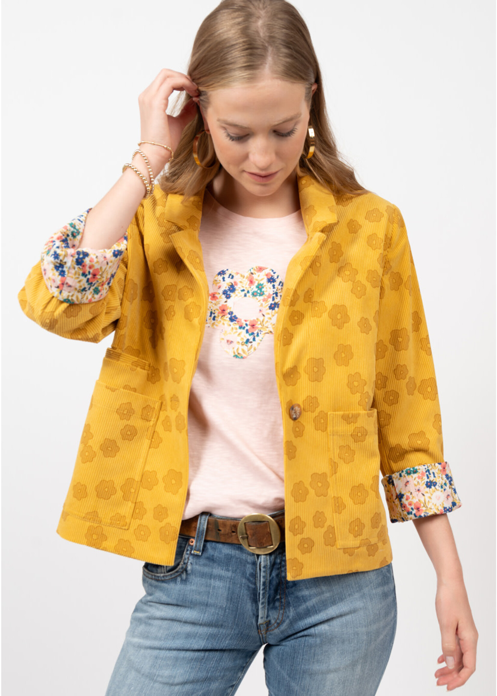 Ivy Jane Pop Flower Blazer (Gold)