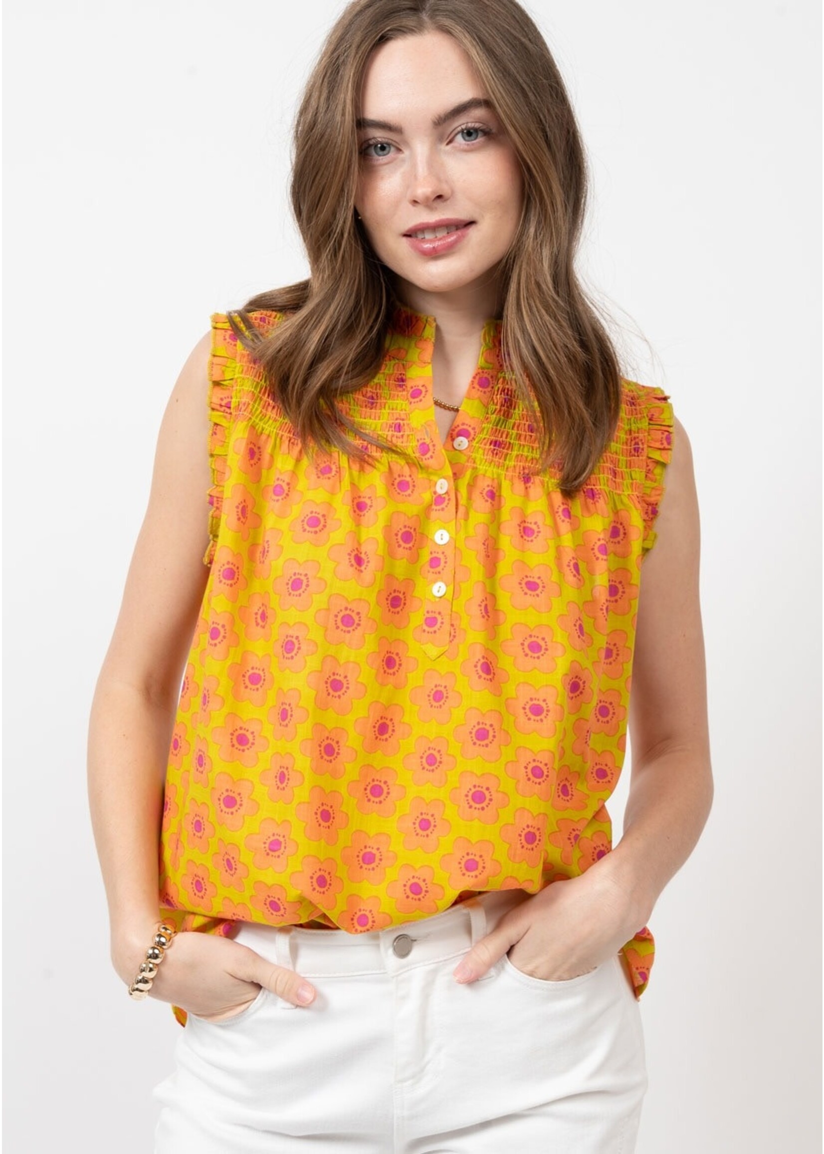 Ivy Jane Popping Flowers Top (Lime)