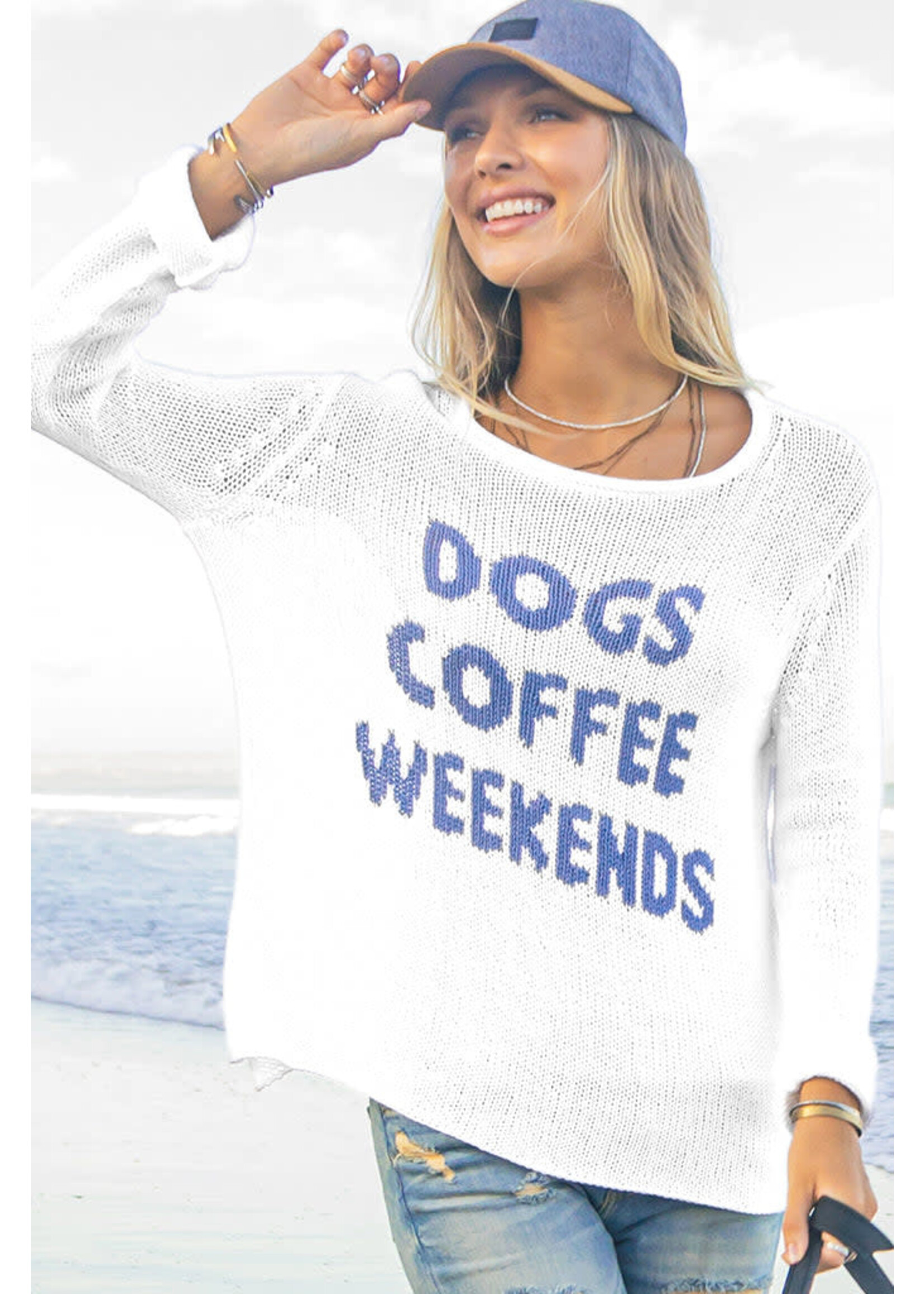 Wooden Ships Dogs Coffee Weekends (Beach Sky/Breaker White)