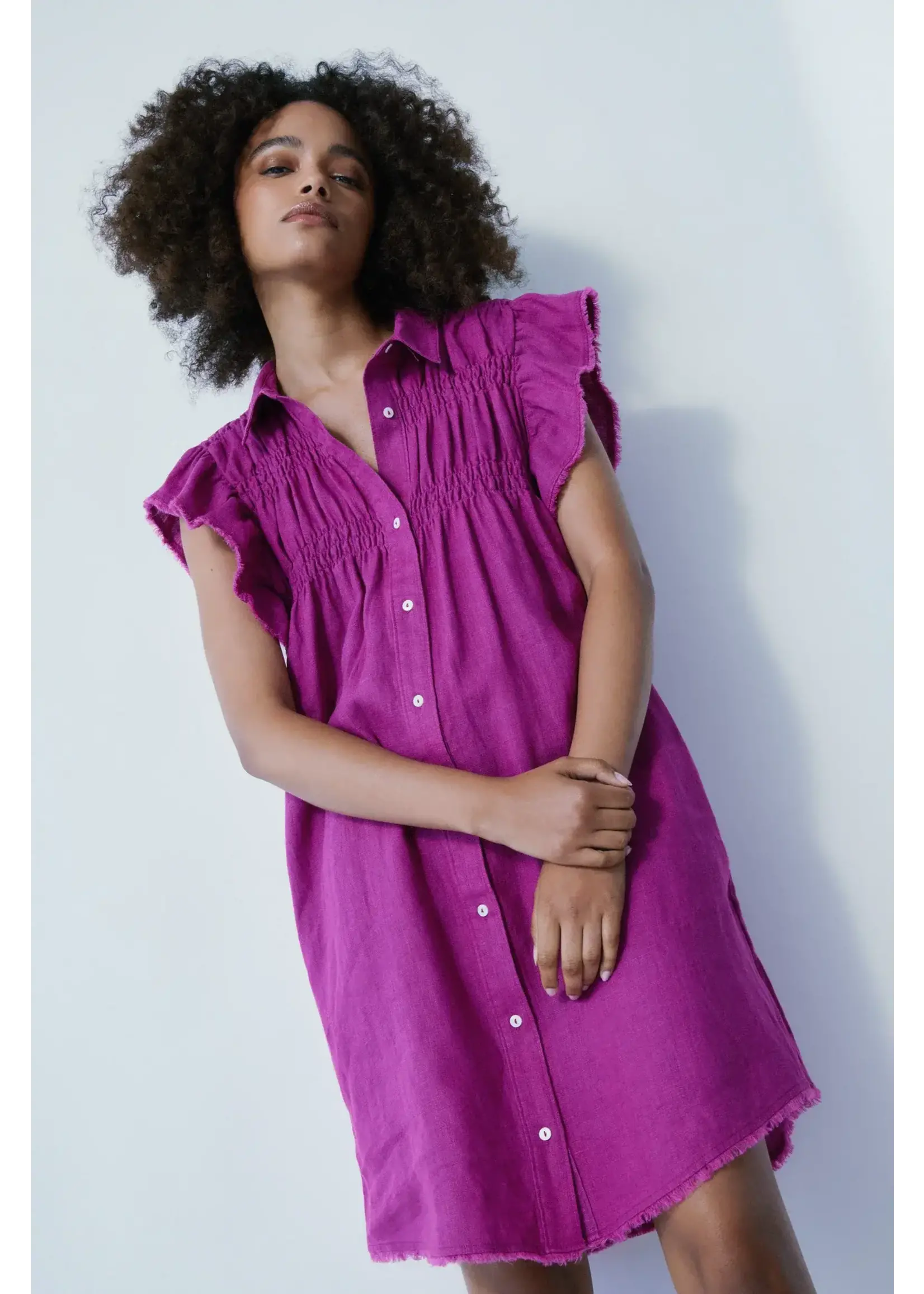 Melissa Nepton Buttoned Up Shirt Dress (Sunset Deep Violet)