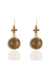 Peace Cross Globe Earring (Gold) - Tazmaraz