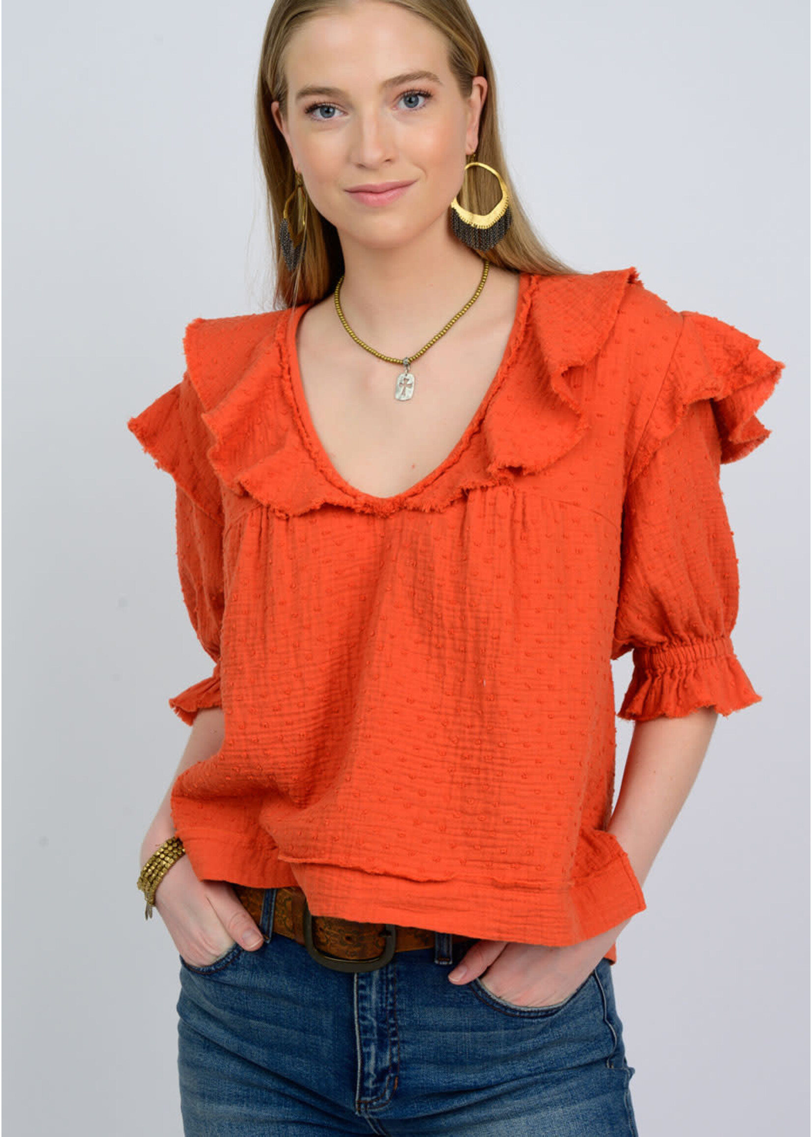 Ivy Jane Many Flounces Top (Orange)