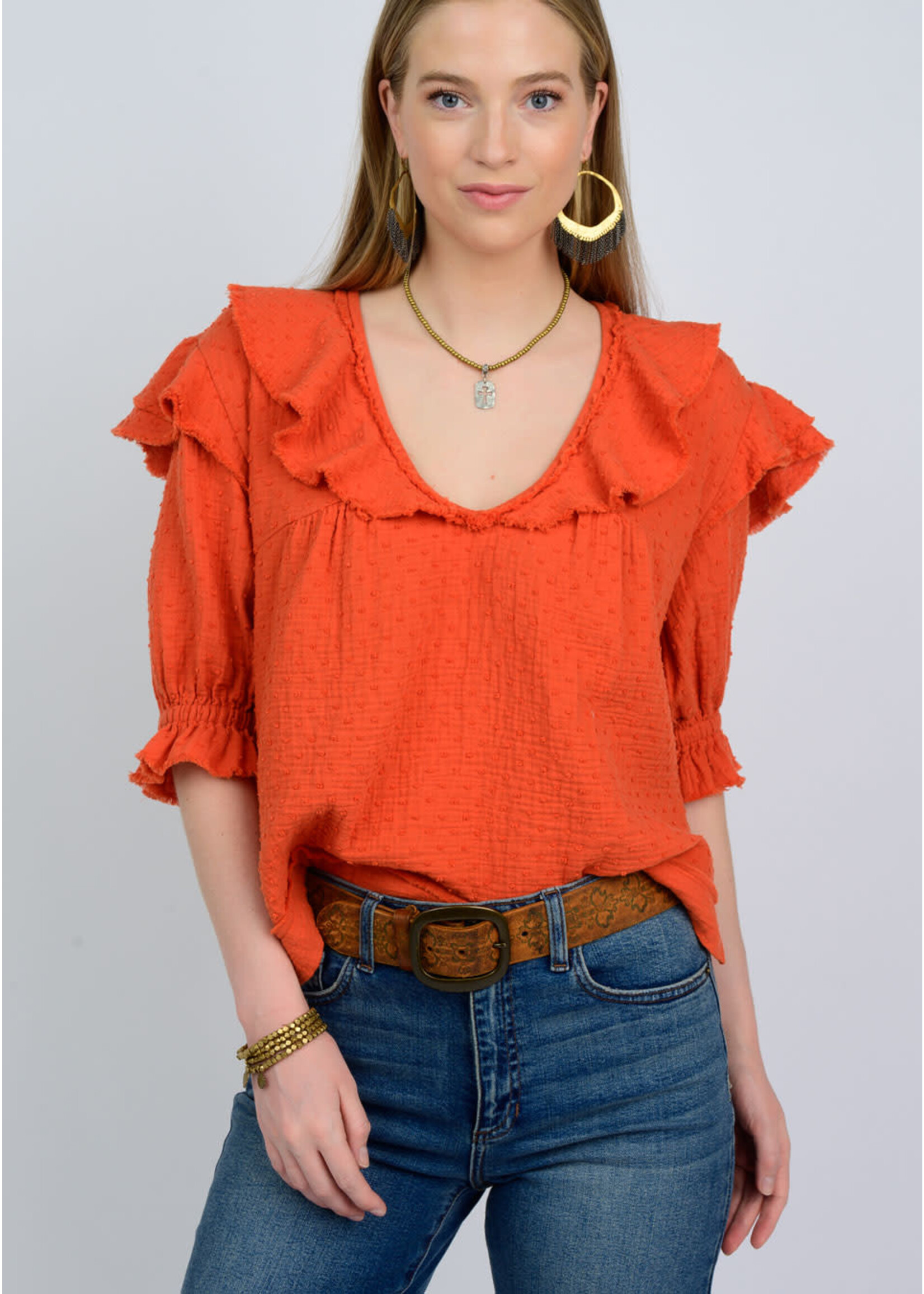 Ivy Jane Many Flounces Top (Orange)