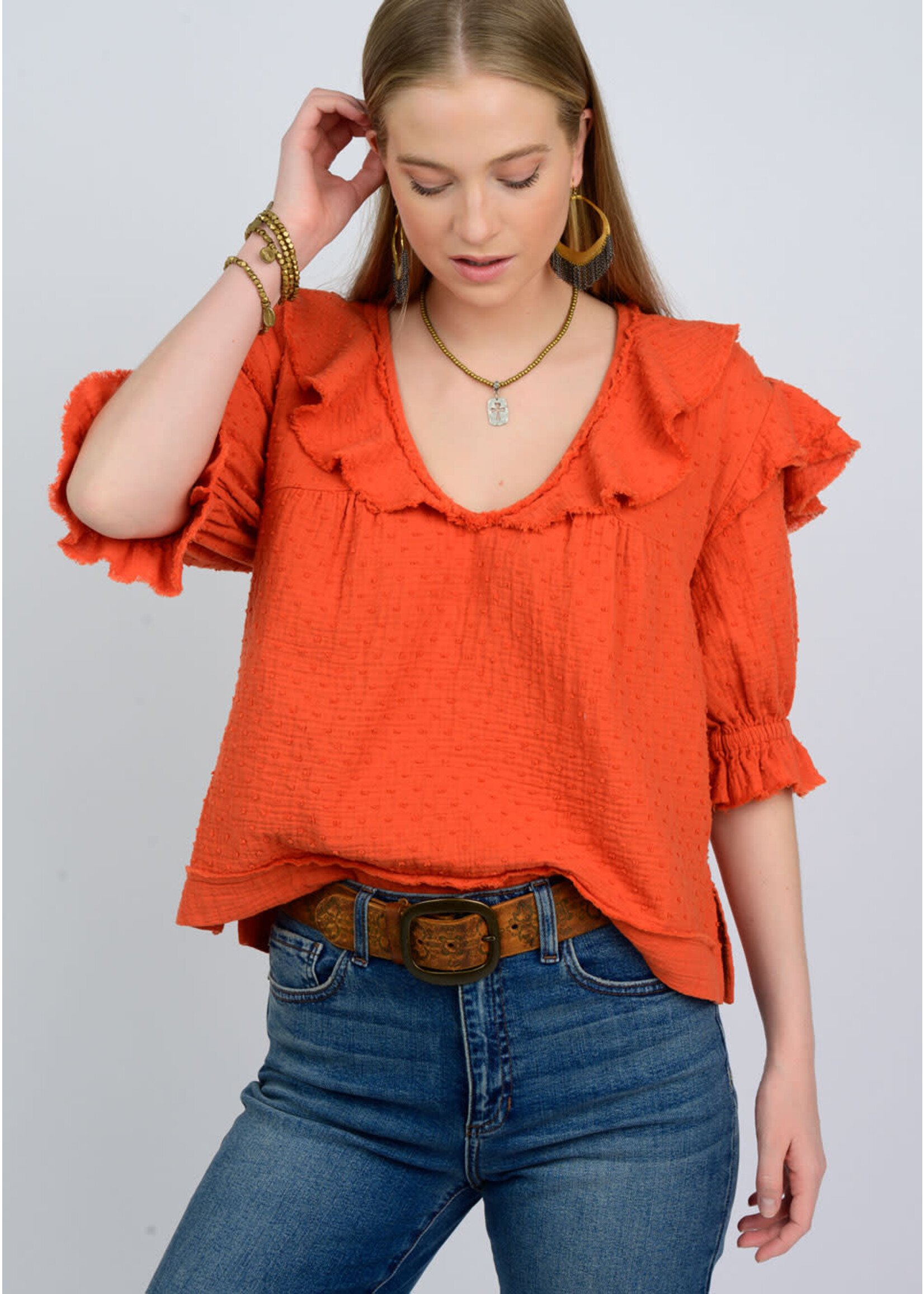 Ivy Jane Many Flounces Top (Orange)