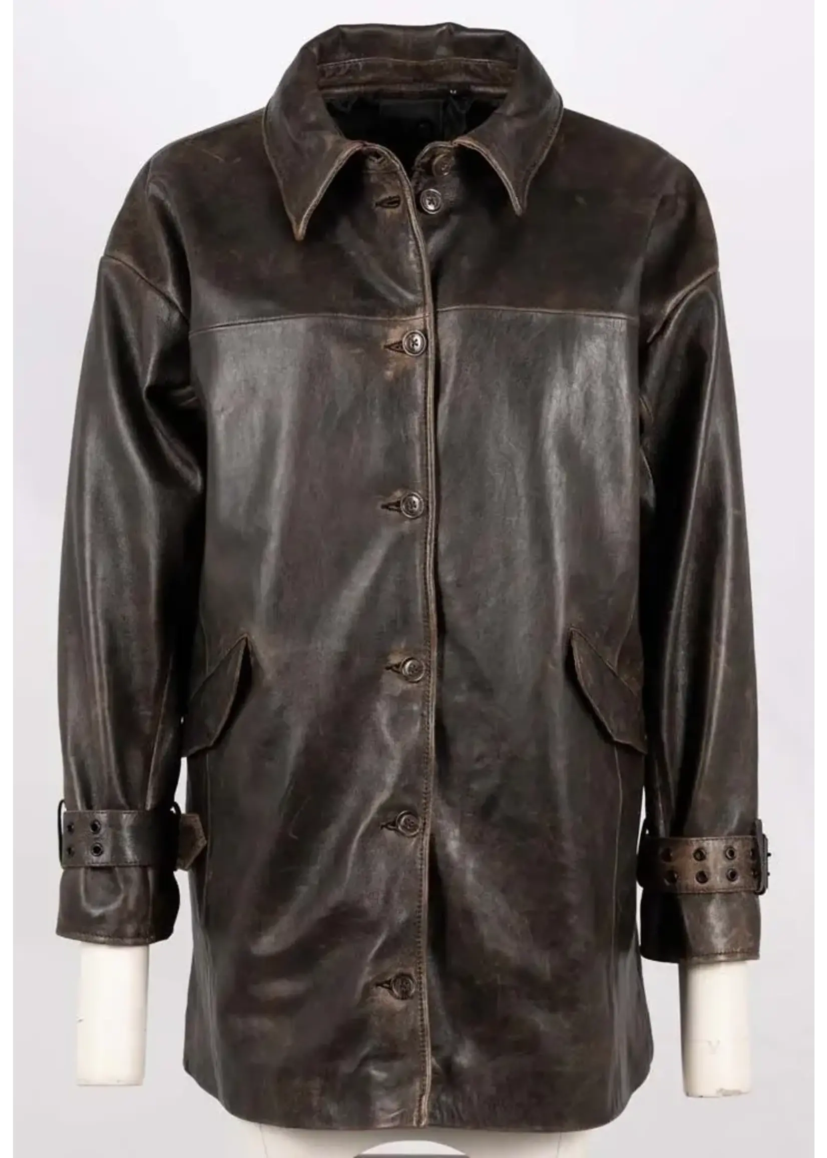 Mauritius Oversized Leather Jacket (Vintage Black)