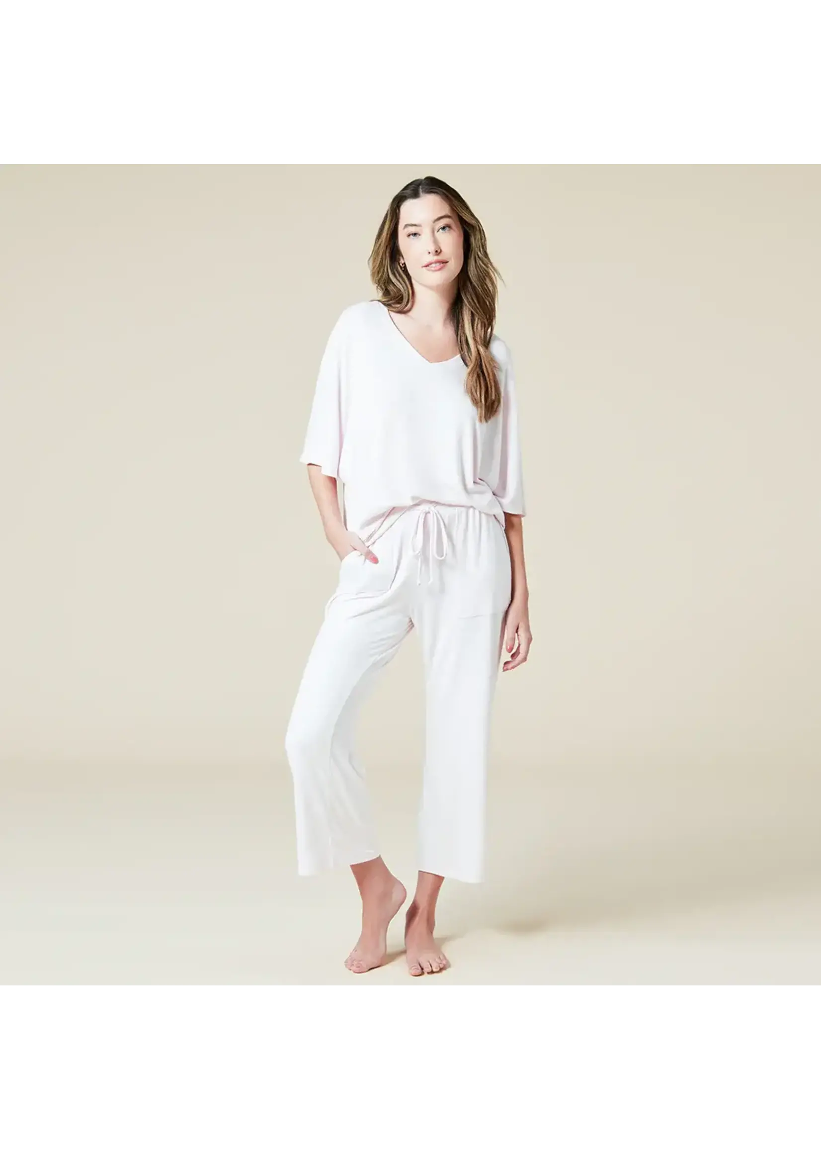 Softies Relaxed V-Neck Capri Lounge Set (Blush Pink)