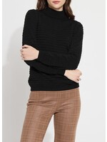 Lysse Valery Smocked Mockneck Sweater (Black)