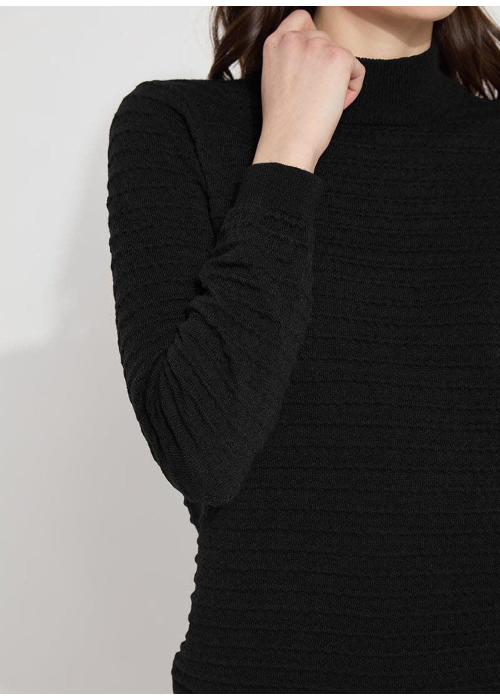 Lysse Valery Smocked Mockneck Sweater (Black)
