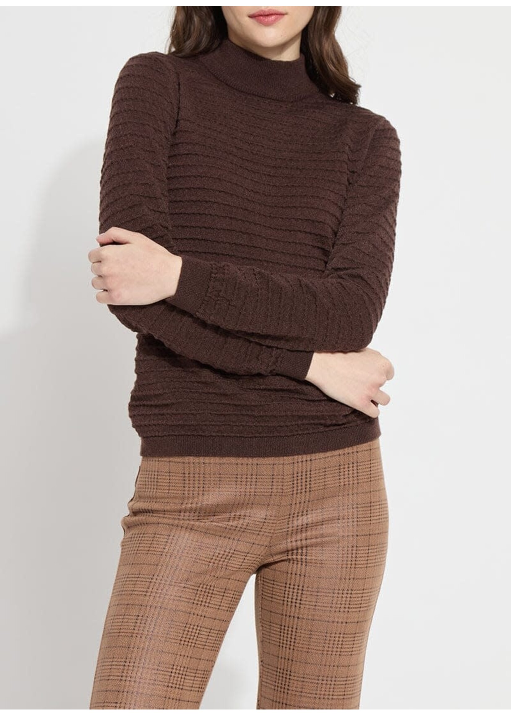 Lysse Valery Smocked Mockneck Sweater (Dark)