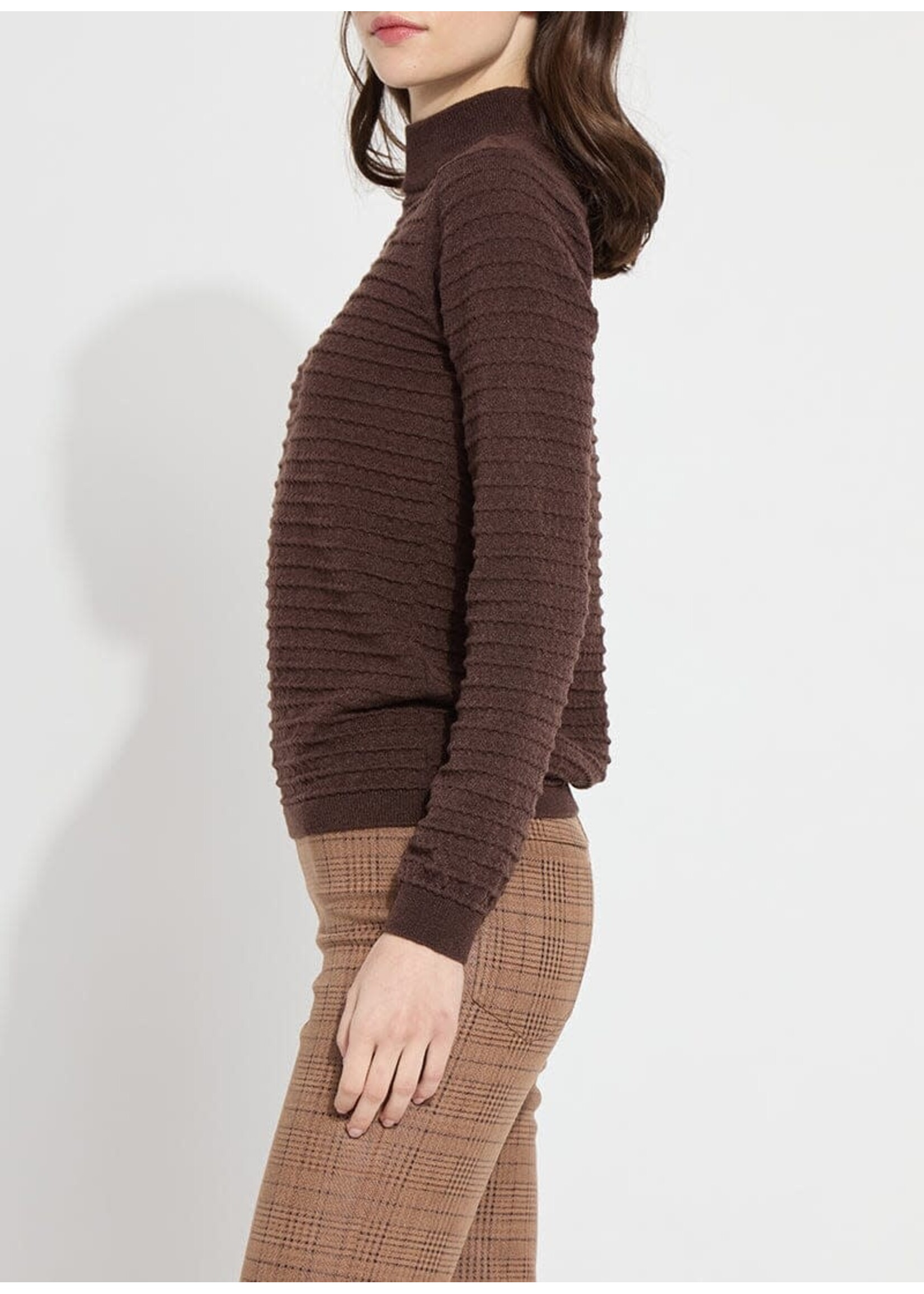 Lysse Valery Smocked Mockneck Sweater (Dark)