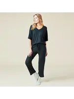 Softies Relaxed V-Neck Capri Lounge Set (Black)