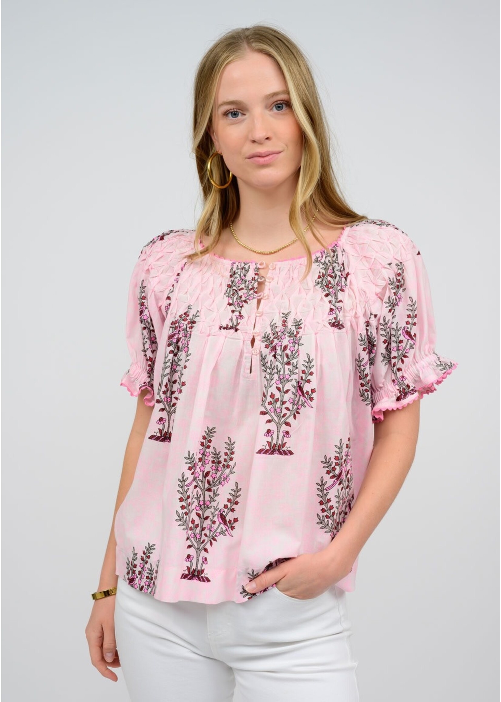 Ivy Jane Blocked And Tucked Top (Pink)