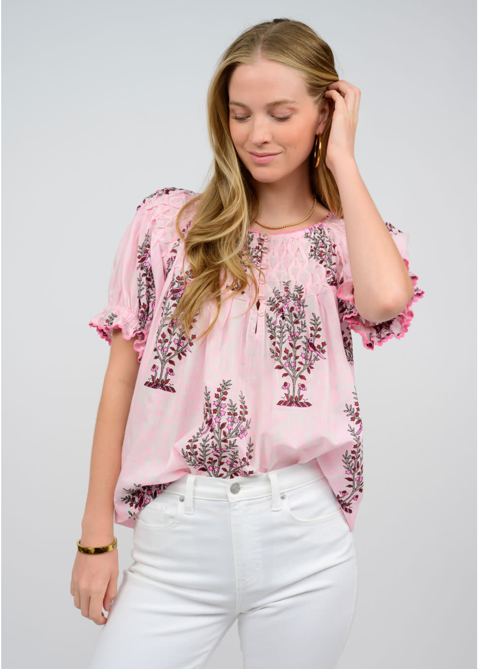 Ivy Jane Blocked And Tucked Top (Pink)
