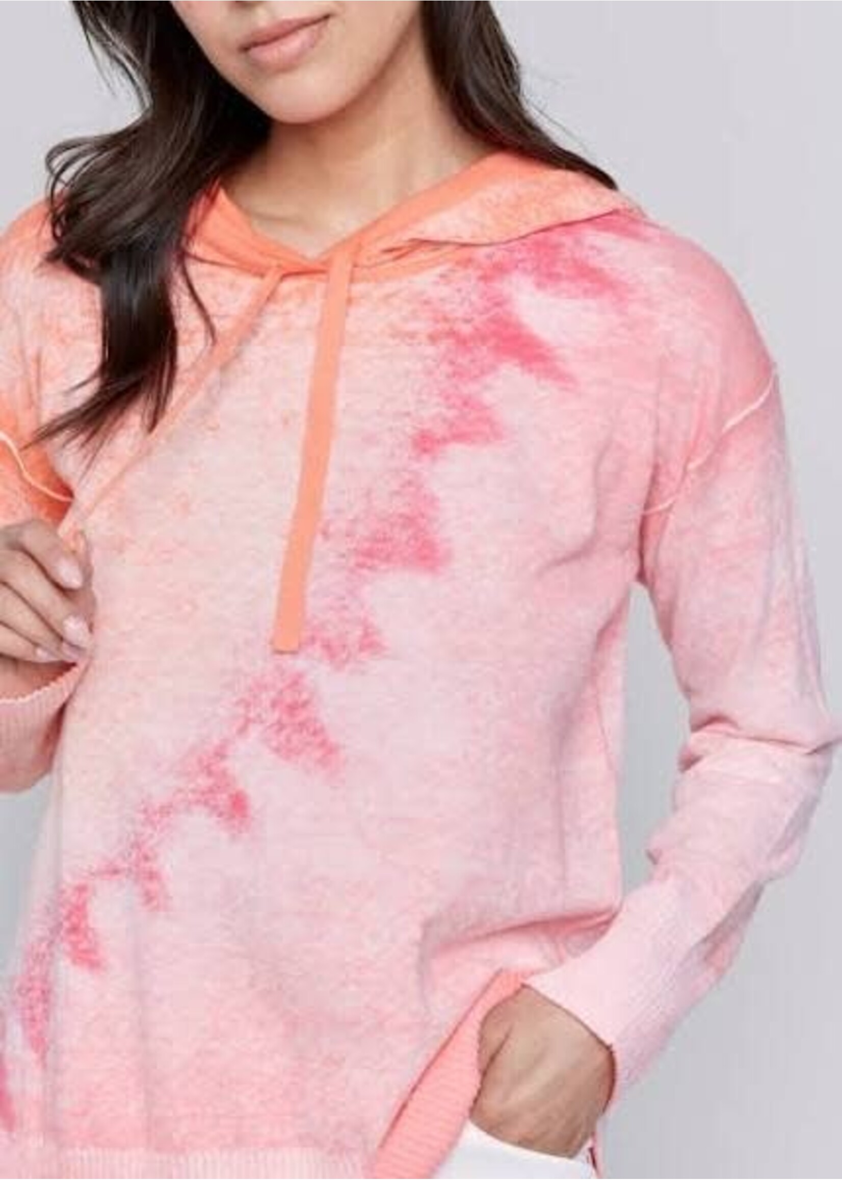 Charlie B Reverse Printed Cotton Hoodie (Papaya)