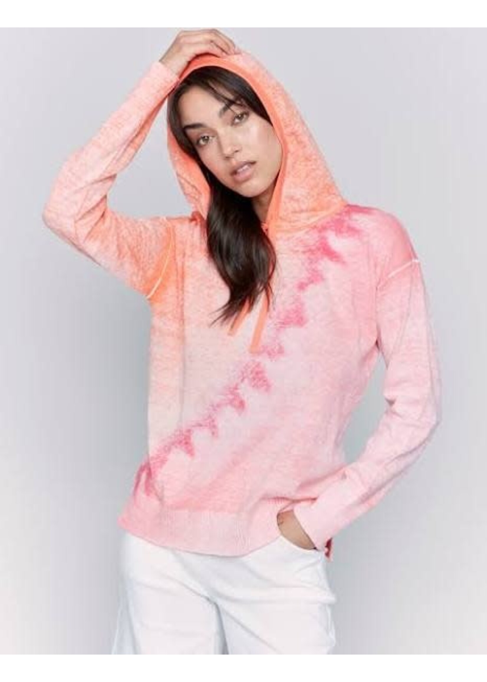 Charlie B Reverse Printed Cotton Hoodie (Papaya)