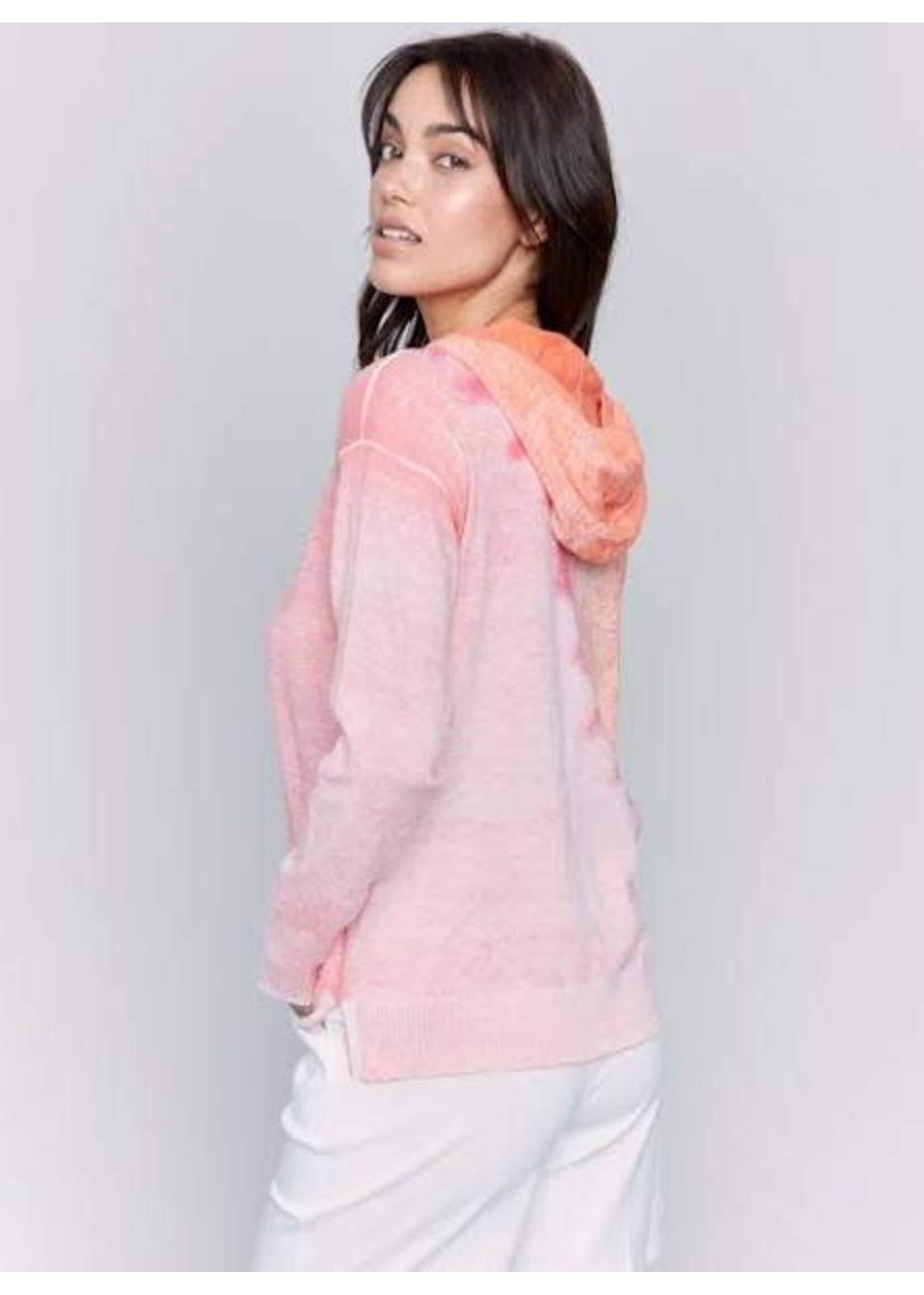 Charlie B Reverse Printed Cotton Hoodie (Papaya)