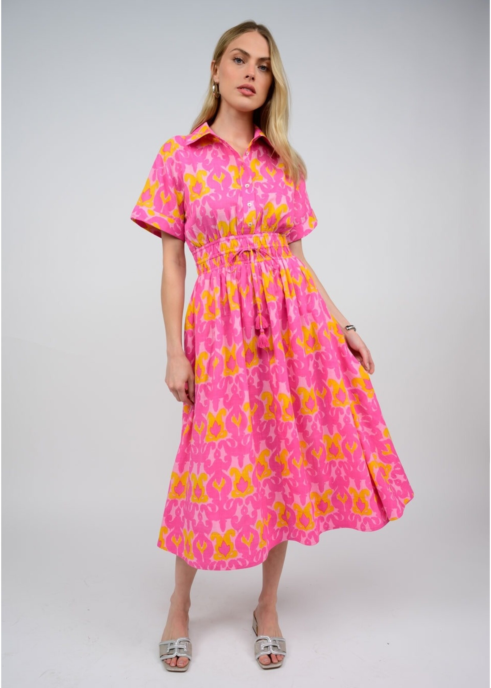 Uncle Frank Ikatching Shirt Dress (Pink)