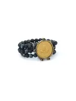 FRENCH KANDE Yseult Bracelet Sunset Obsidian w/Des Medallion