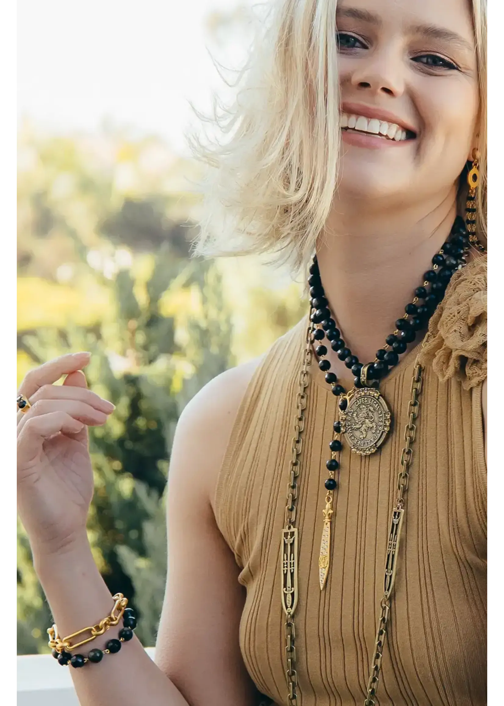 FRENCH KANDE Odette Bracelet Double Strand Sunset Obsidian