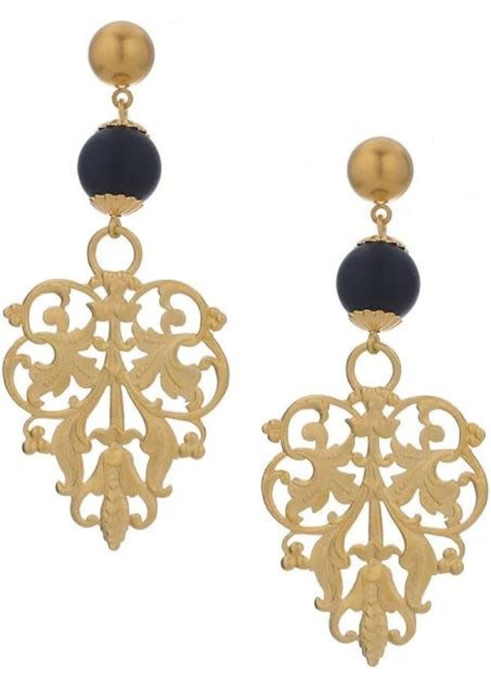 FRENCH KANDE Felicite Earrings w/Filifree and Onyx accentue