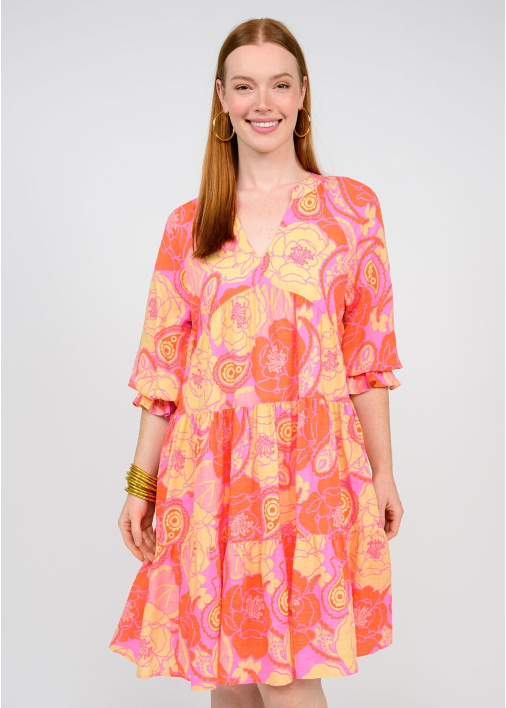 Uncle Frank Coral Floral Dress (Coral)