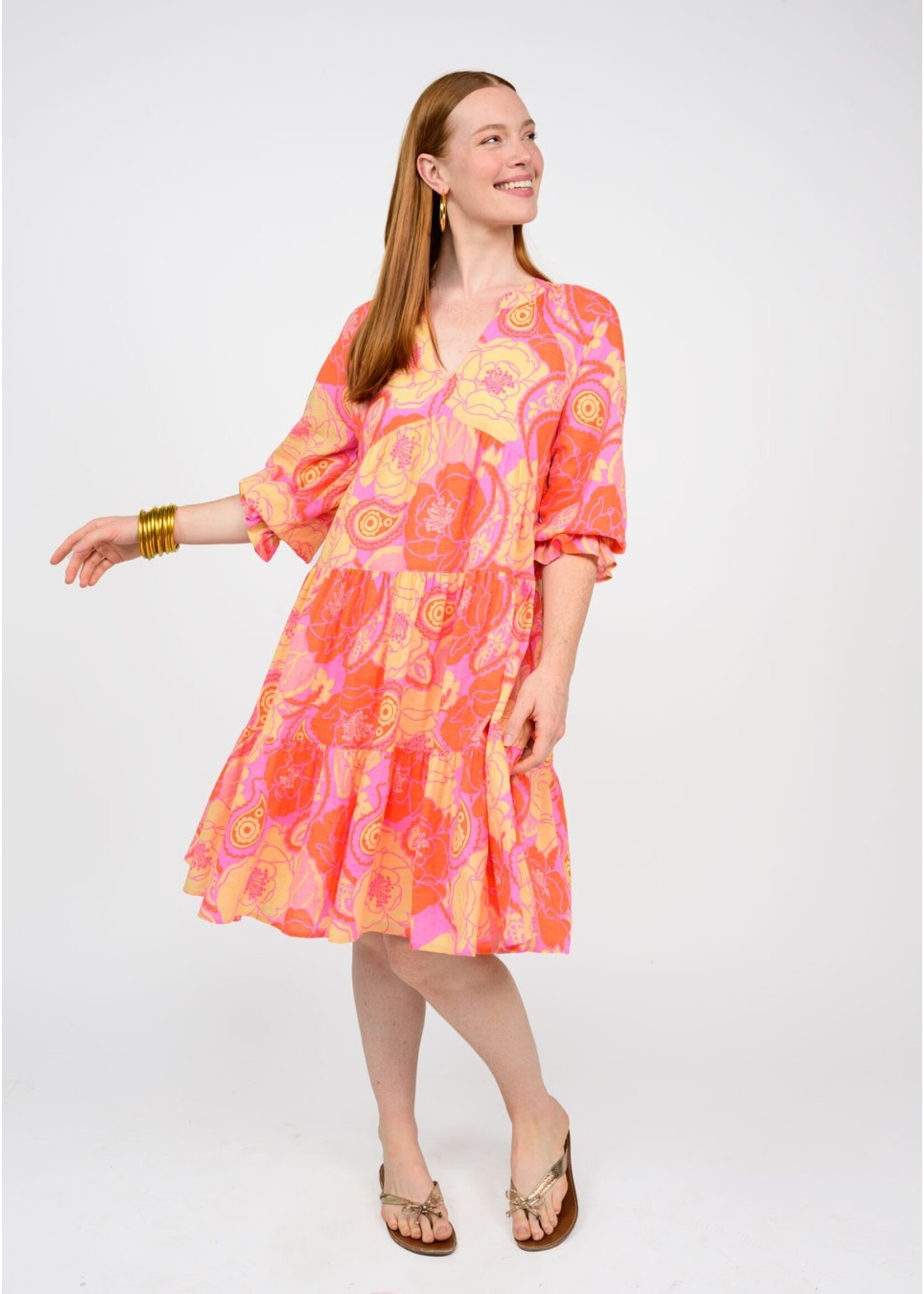 Uncle Frank Coral Floral Dress (Coral)