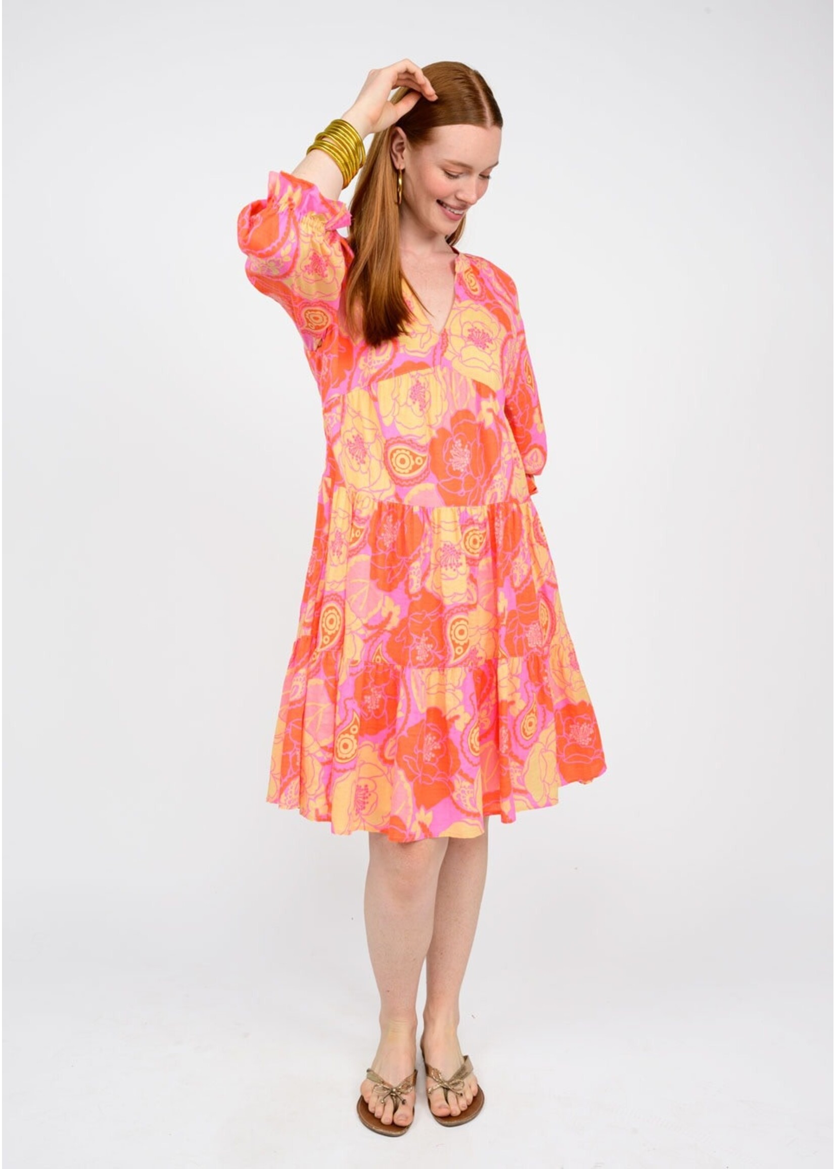 Uncle Frank Coral Floral Dress (Coral)