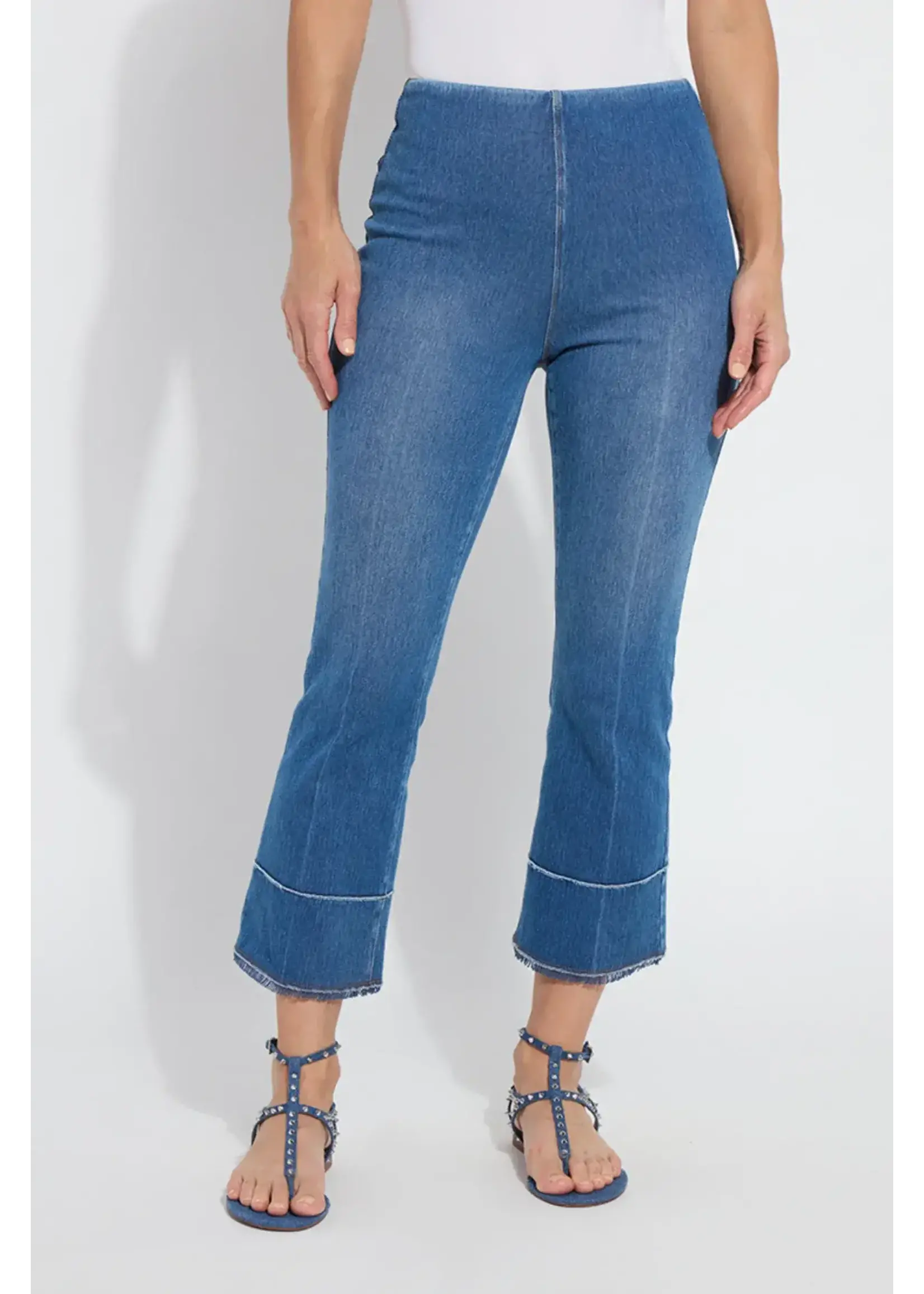 Lysse Dara Seamed Hem Crop Denim  (Mid Wash)
